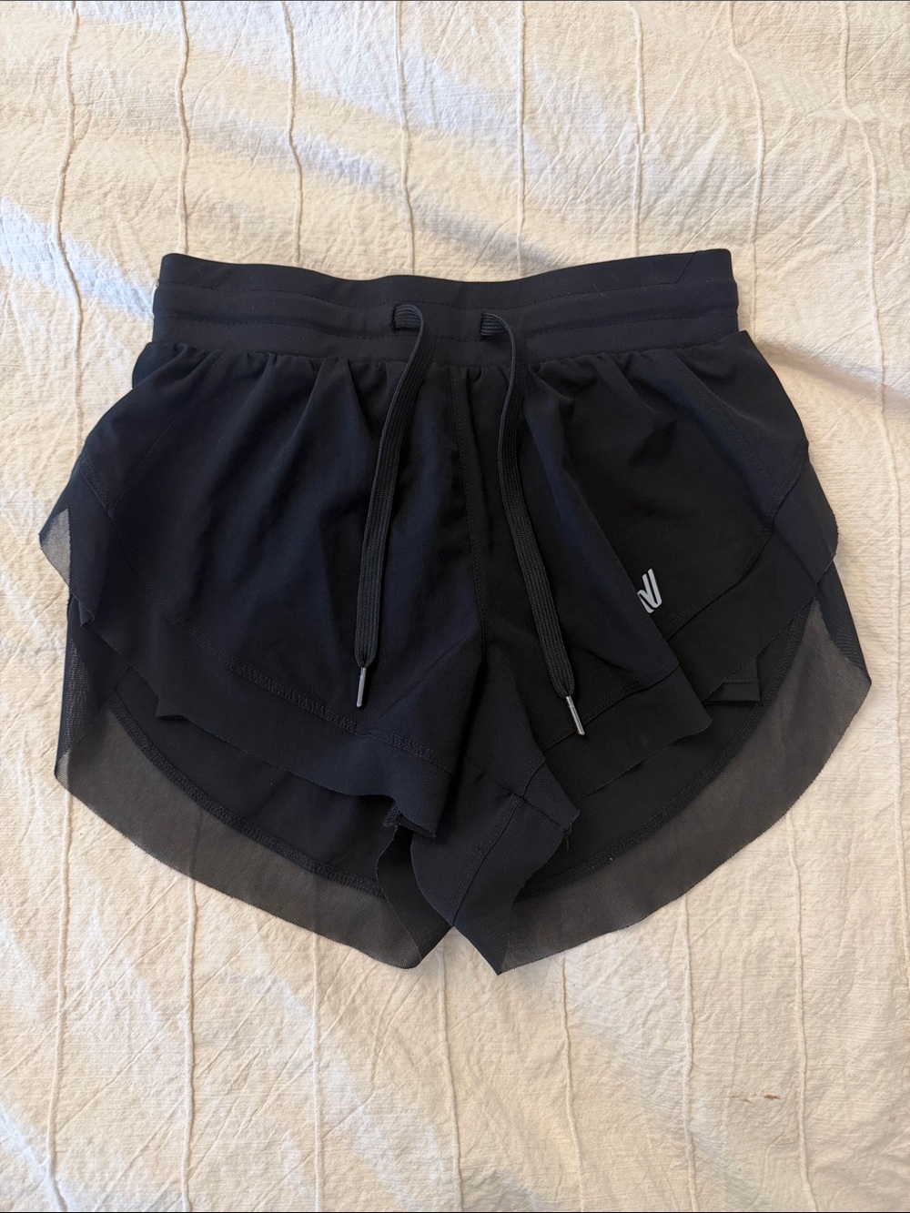 Varsity Black Layered Ruffle Athletic Shorts